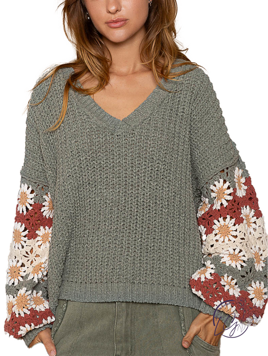 Botanical Patchwork Knit Sweater