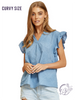Curvy Boho Denim Blouse
