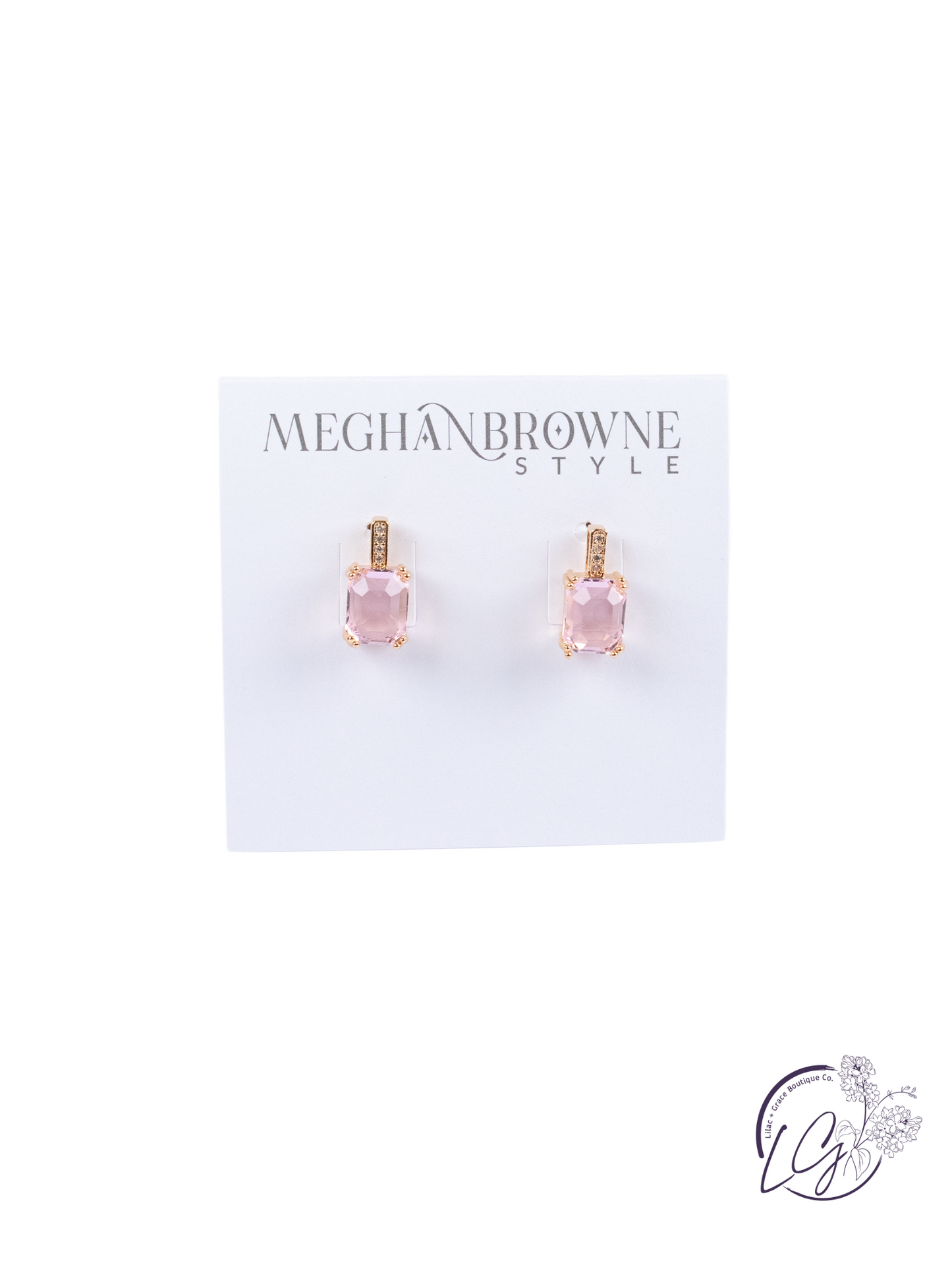 Pink Square Earrings