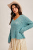 Open Knit V-Neck Crop Sweater