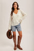 Open Knit V-Neck Crop Sweater