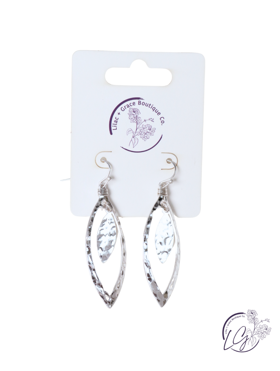 Double Leaf Hammered Earrings