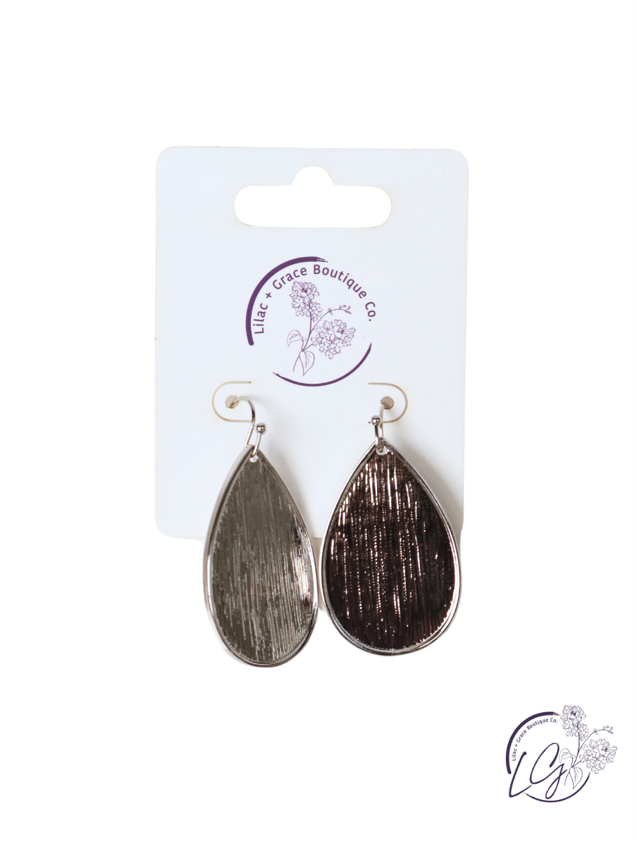 Large Brushed Teardrop Earrings