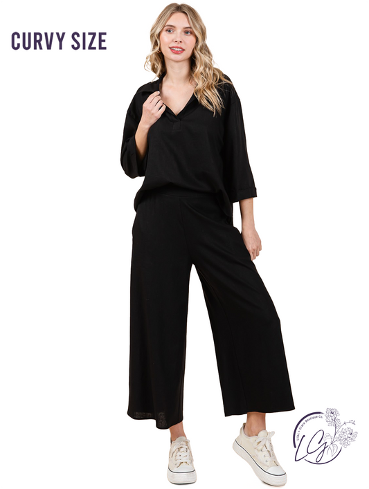 Curvy Light & Luxe Wide Leg Linen Pants