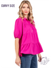 Curvy Graceful Gather Puff Sleeve Top