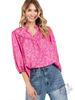 Pink Wave Ruffle Blouse