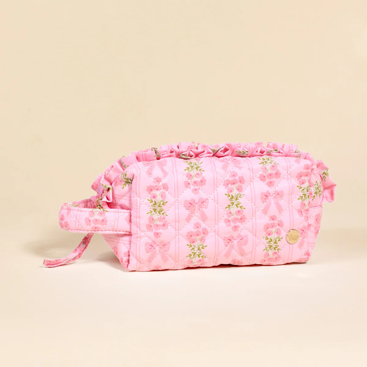 Blooming Ruffle Quilted Cosmetic Pouch