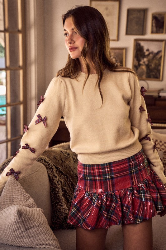 Holiday Ribbon Plaid Sweater