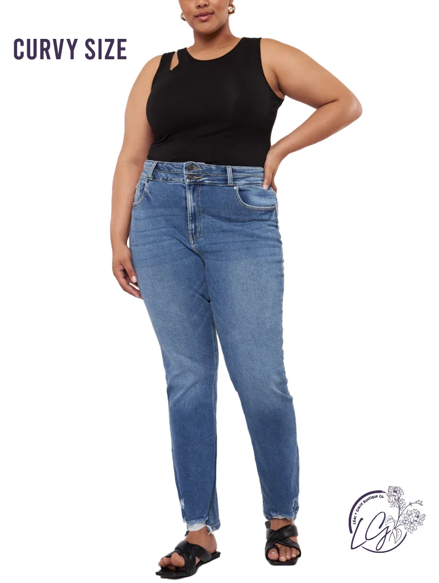 Curvy Solvei High Rise Slim Straight By Kancan