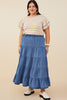 Curvy Blue Belle Tiered Skirt