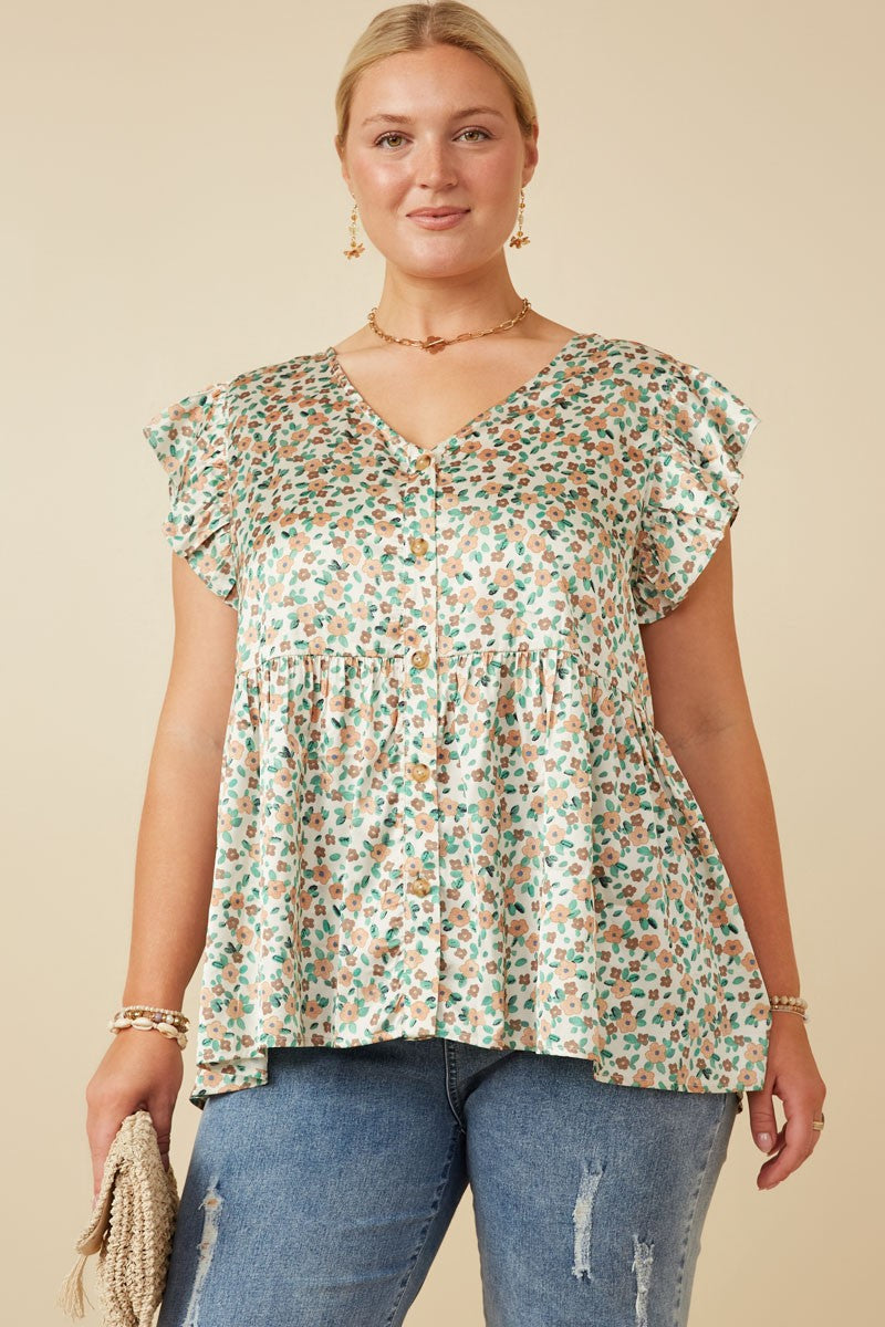 Curvy Spring Fling Floral Top