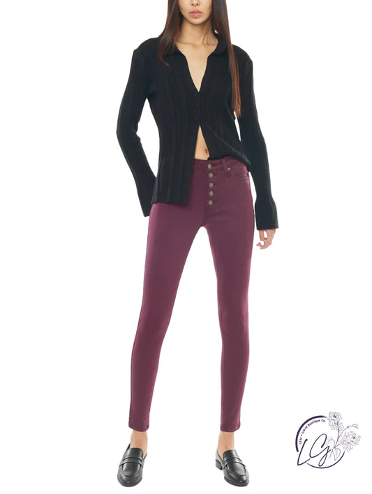 Brynn High Rise Burgundy Super Skinny By Kancan