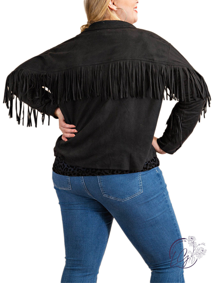 Curvy Charming Fringe Button Up