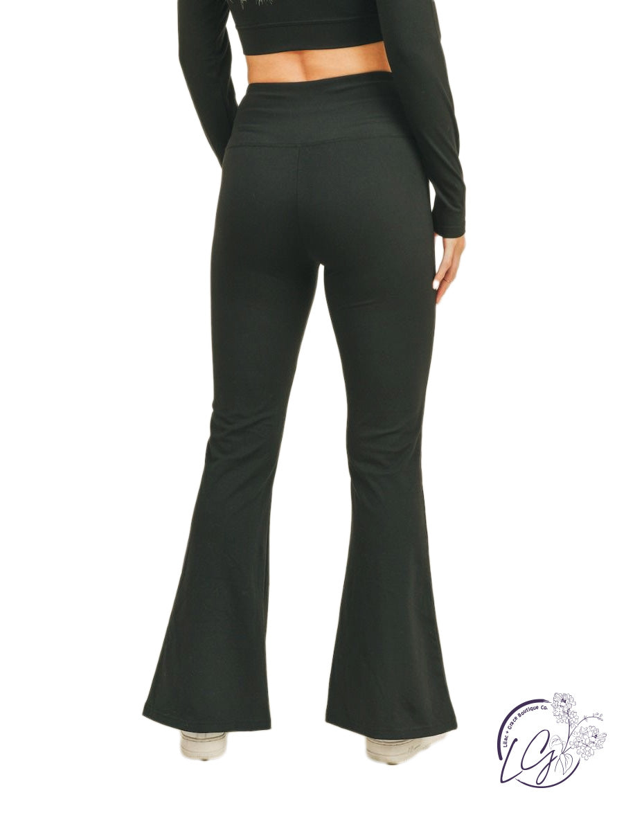 High-Waisted Flare Front Slit Leggings