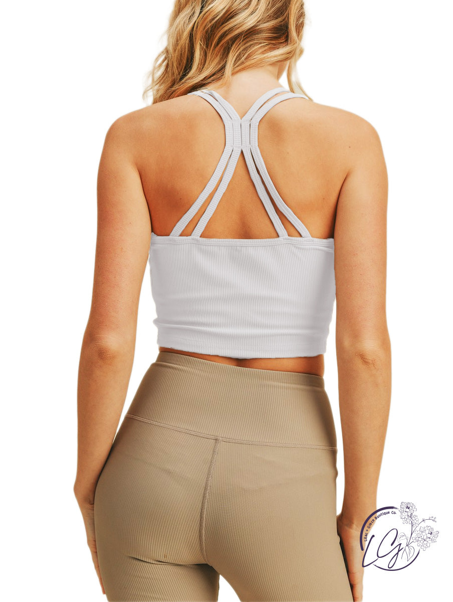 Ribbed Cami Cropped Tank with Strappy Back