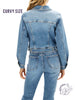 Curvy Rhinestone & Adventures Denim Jacket By Judy Blue