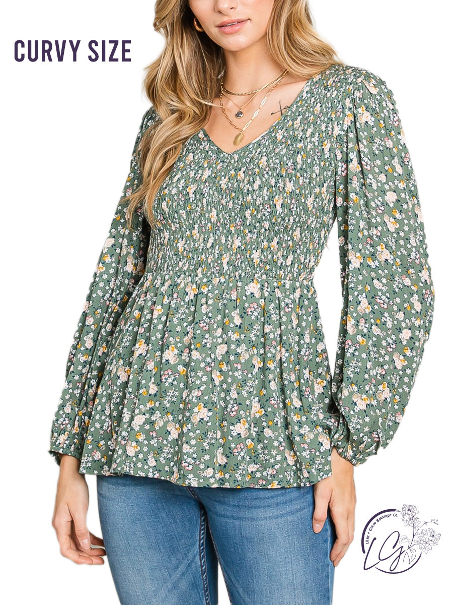 Curvy Blossom Dreams Babydoll Top