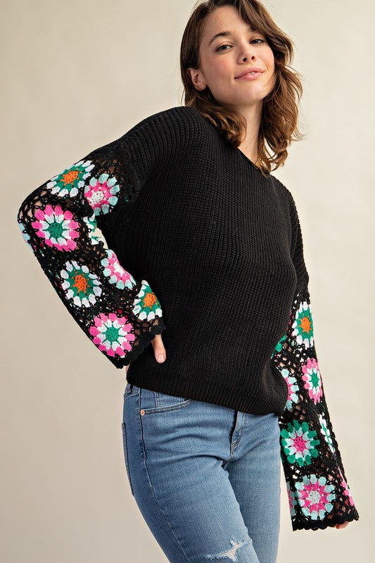 Curvy Bloomline Crochet Sweater