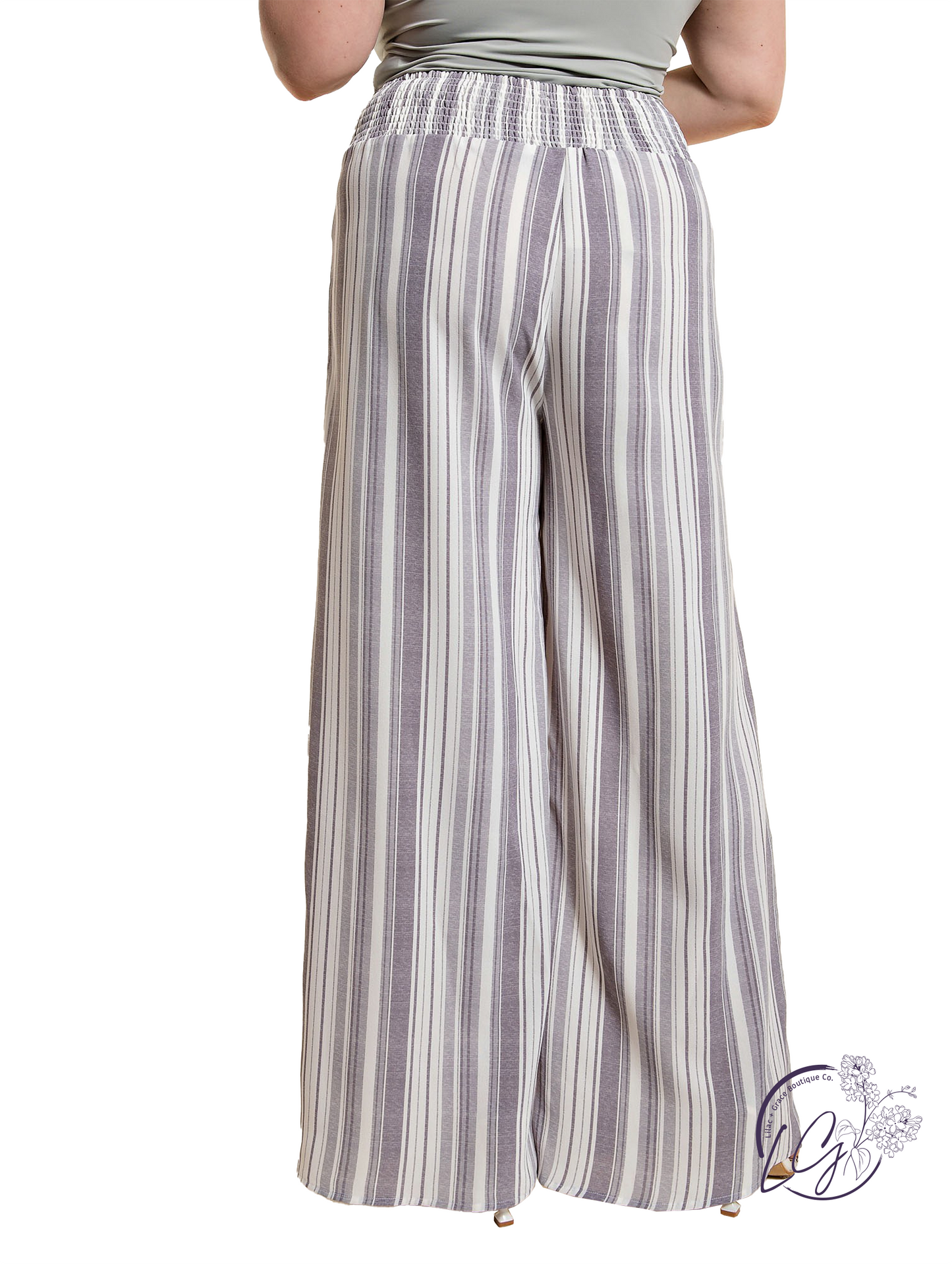 Curvy Urban Pinstripe Wide Leg Pants