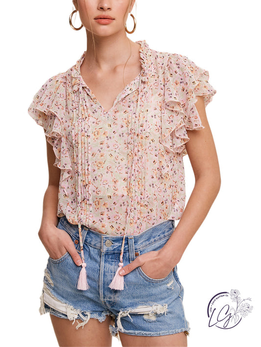 Elegant Petals Ruffle Blouse