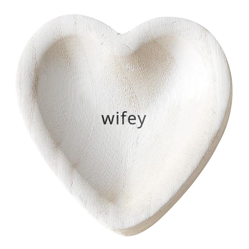 White Paulownia Heart Trinket Tray - Wifey