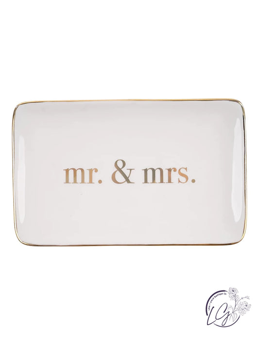 Gold Mr. & Mrs. Trinket Tray