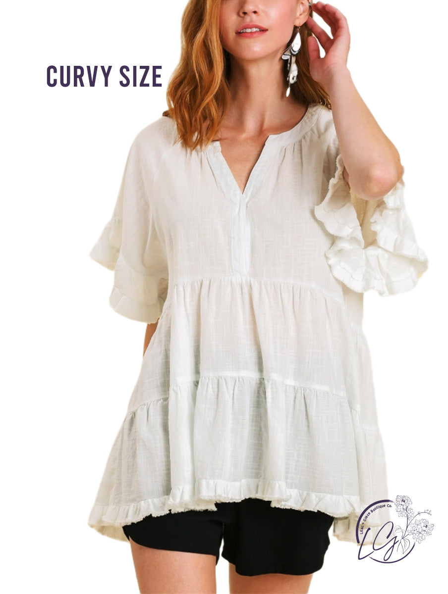 Curvy Divine Drapes High Low Blouse