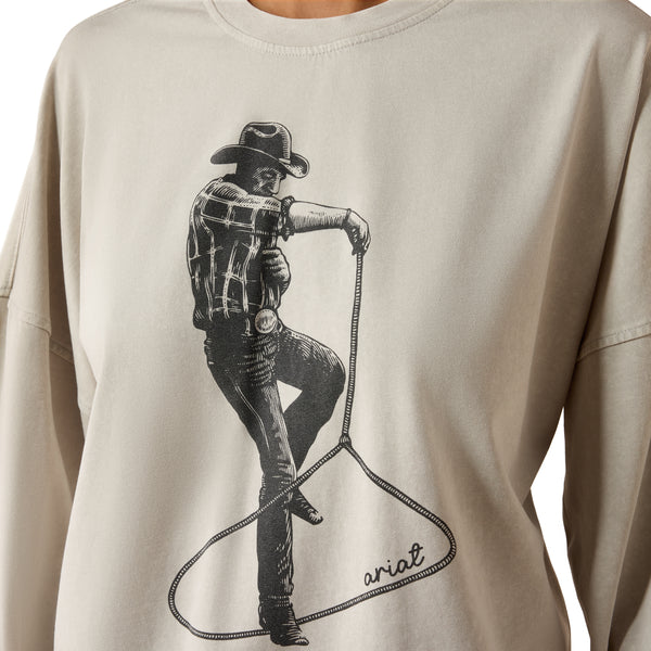 Ariat Cowboy Canvas Oversized Long Sleeve T-Shirt