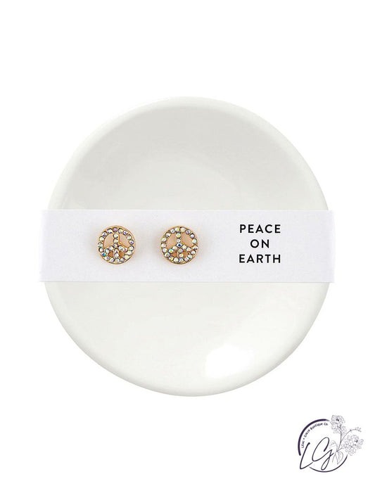 Holiday Stud Earrings & Trinket Tray Sets - Peace on Earth