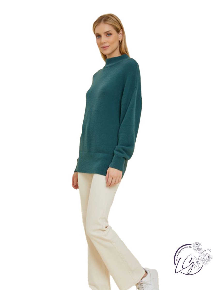 Sleek Neckline Knit Sweater