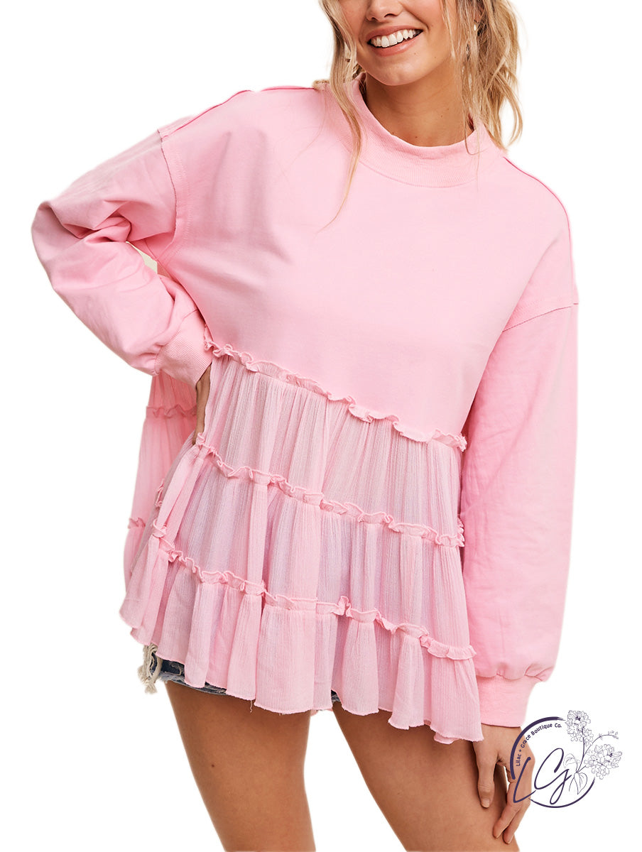 Contrast Charm Babydoll Crewneck