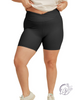 Curvy Ribbed High V-Cross Waist Biker Shorts