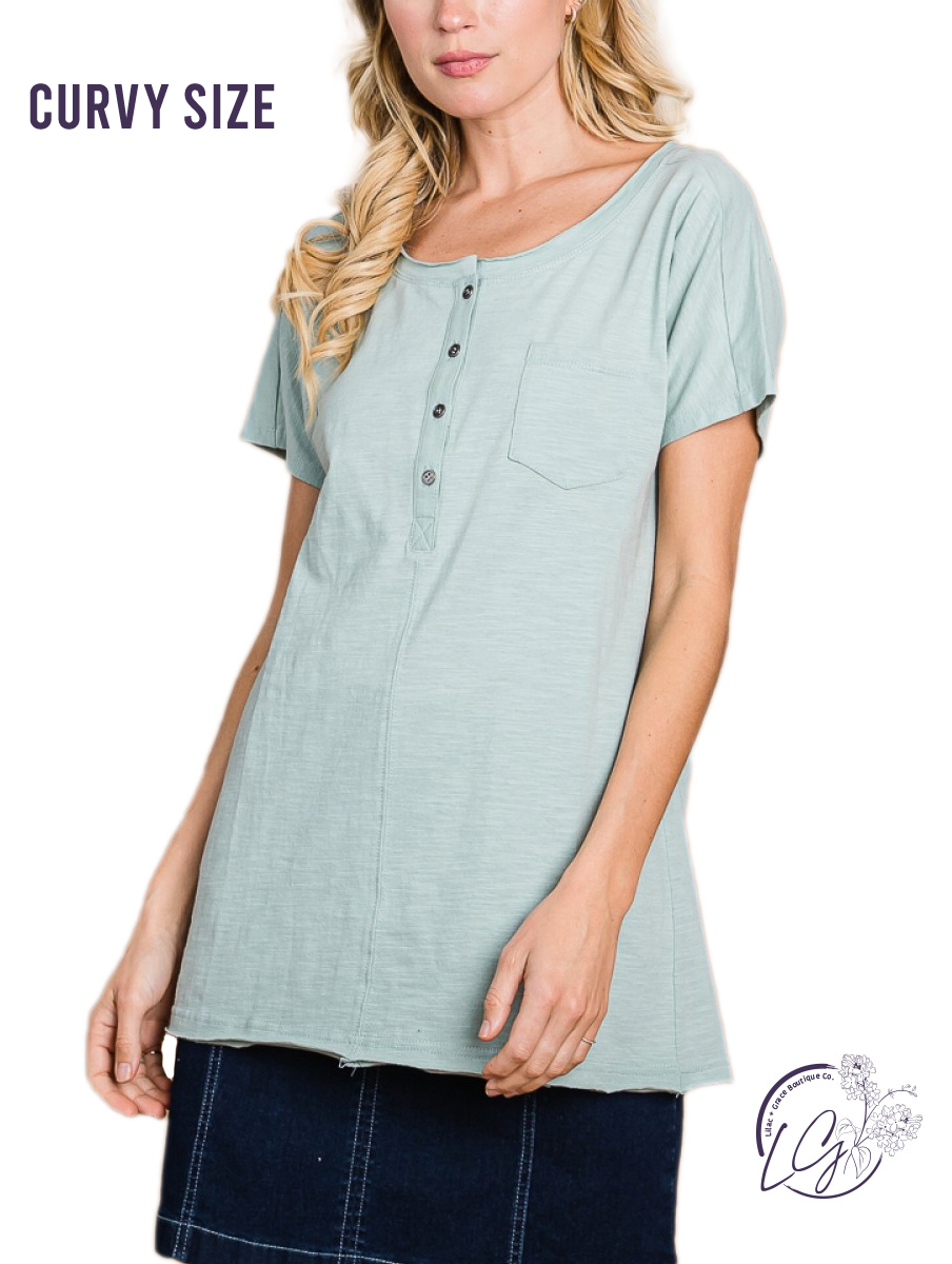 Curvy Sweet & Salty Henley Short Sleeve