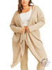 Curvy Soft Brushed Waffle Knit Hooded Classic Cardigan