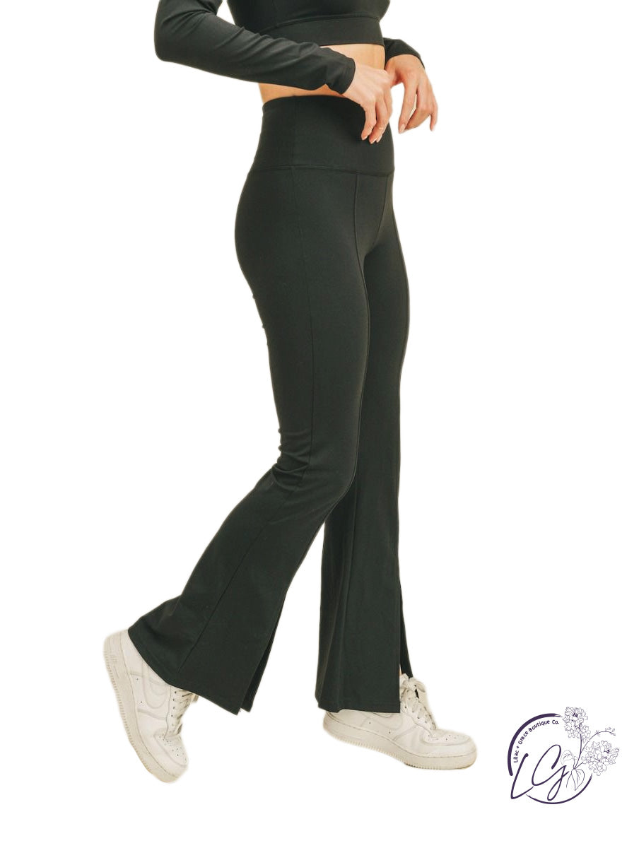 High-Waisted Flare Front Slit Leggings