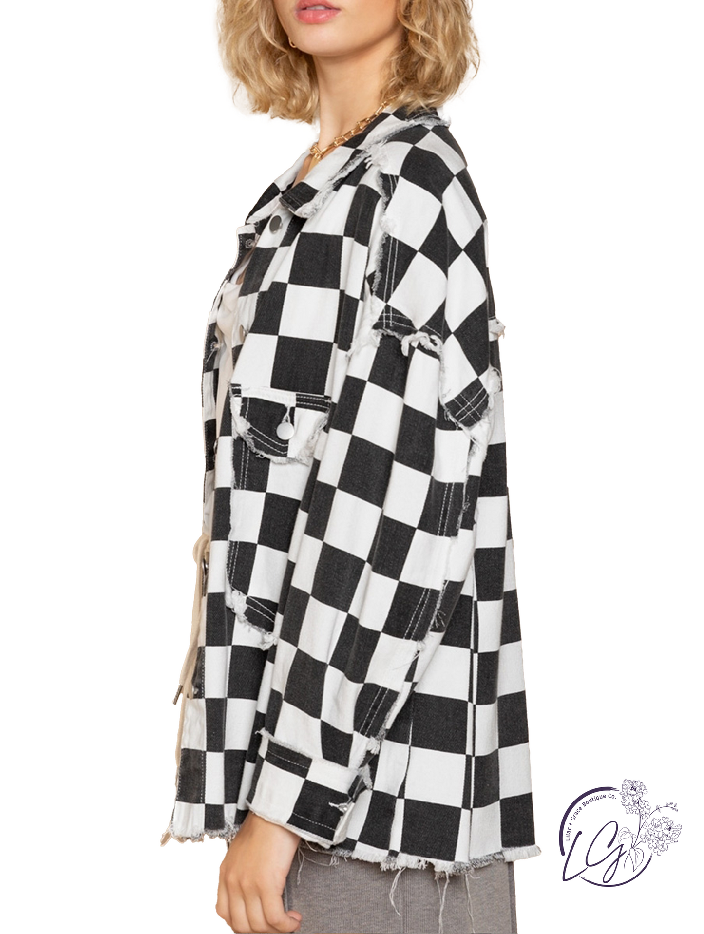 Relaxed Fit Checkered Jacket By Pol