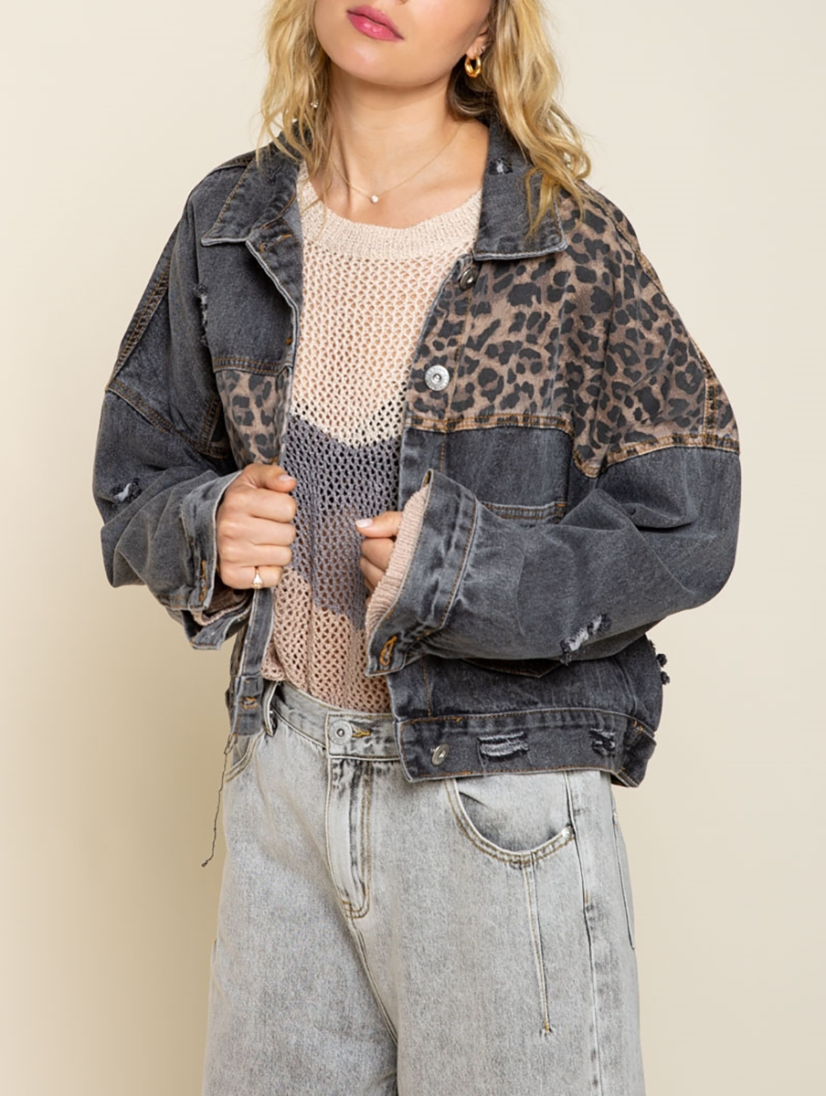 Off Duty Leopard Denim Jacket