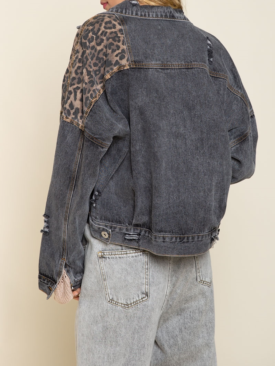 Off Duty Leopard Denim Jacket