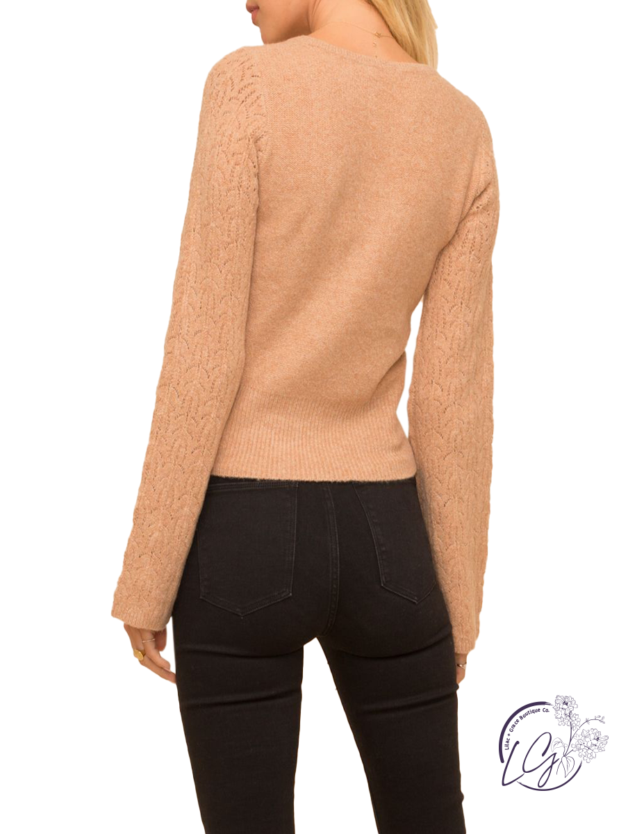 Tell All Bell Sleeve Henley Sweater