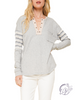 Super Chic Stripe Grommet Henley Top