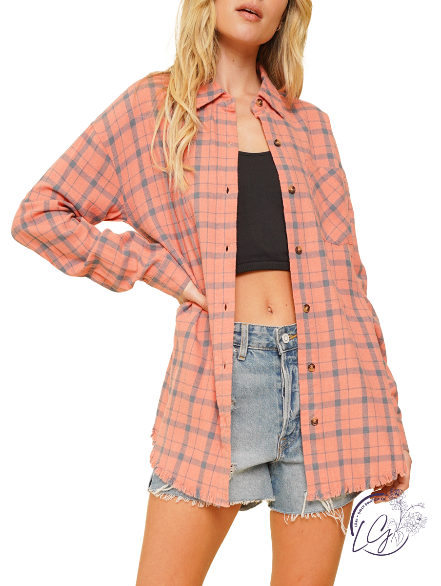 Lost With You Fringe Oversized Flannel