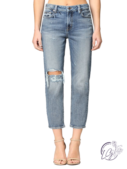 Zoey High-Rise Distressed Mom Jean by Hidden Jeans