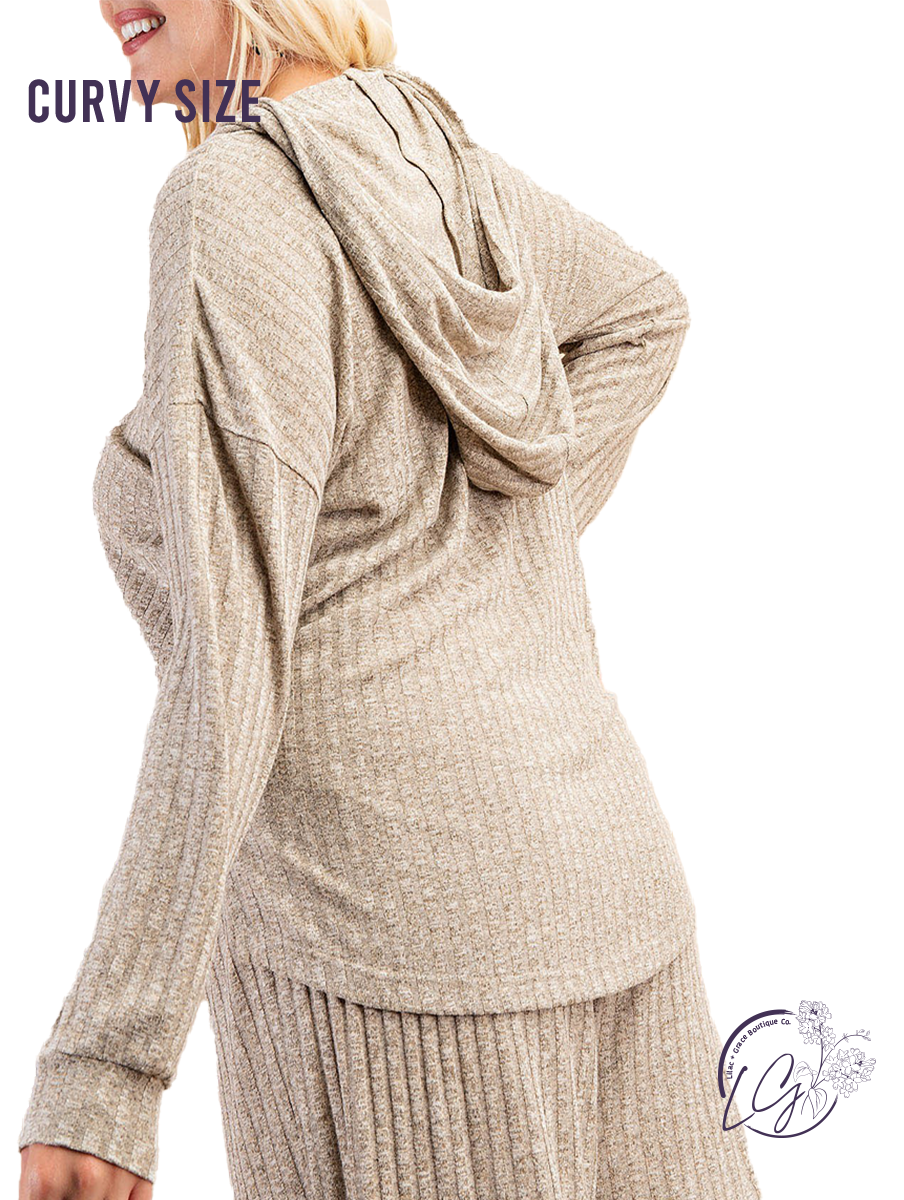 Curvy Set The Mood Ribbed Lounge Hoody