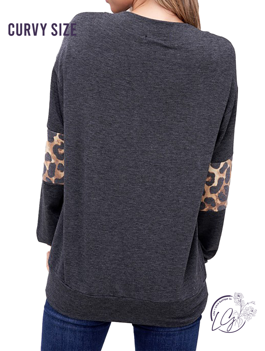 Curvy Crashing Down Leopard Long Sleeve