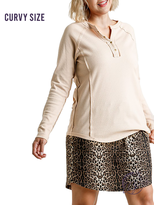 (Sale) Curvy All Yours Ribbed Long Sleeve