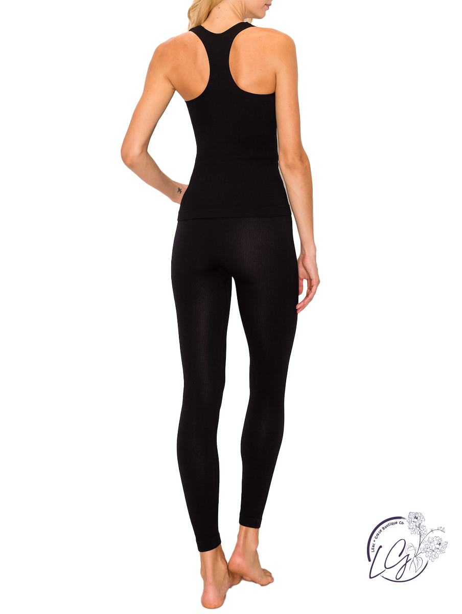 Relaxed Look Ribbed Seamless Leggings