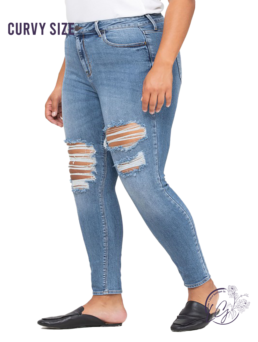 Curvy Jillian High-Rise Distressed Skinny by Cello Jeans