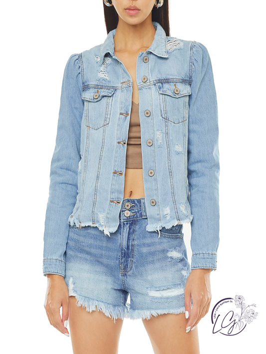 Valerie Princess Sleeve Denim Jacket by KanCan