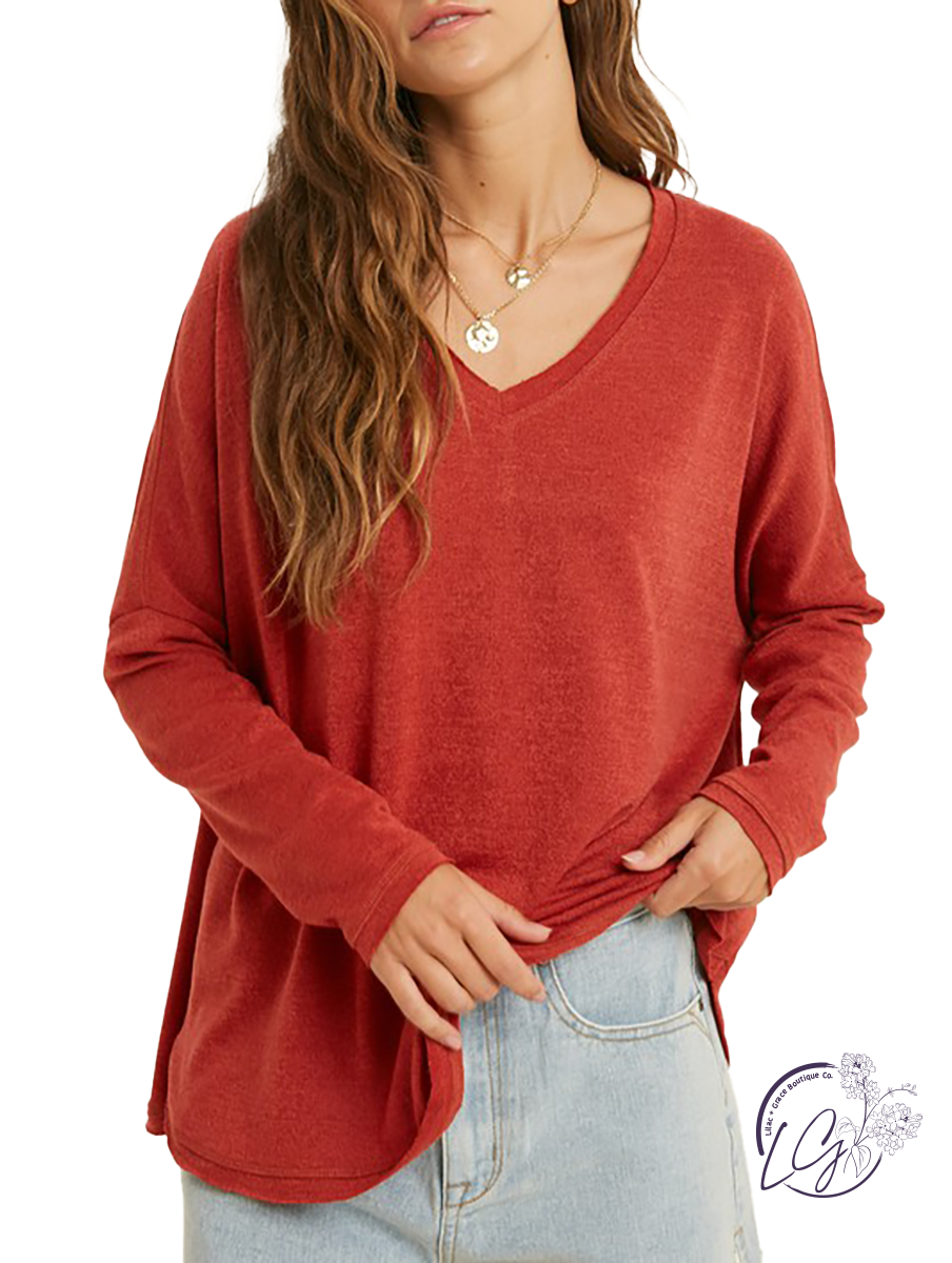 Late Nights Soft V-Neck Long Sleeve