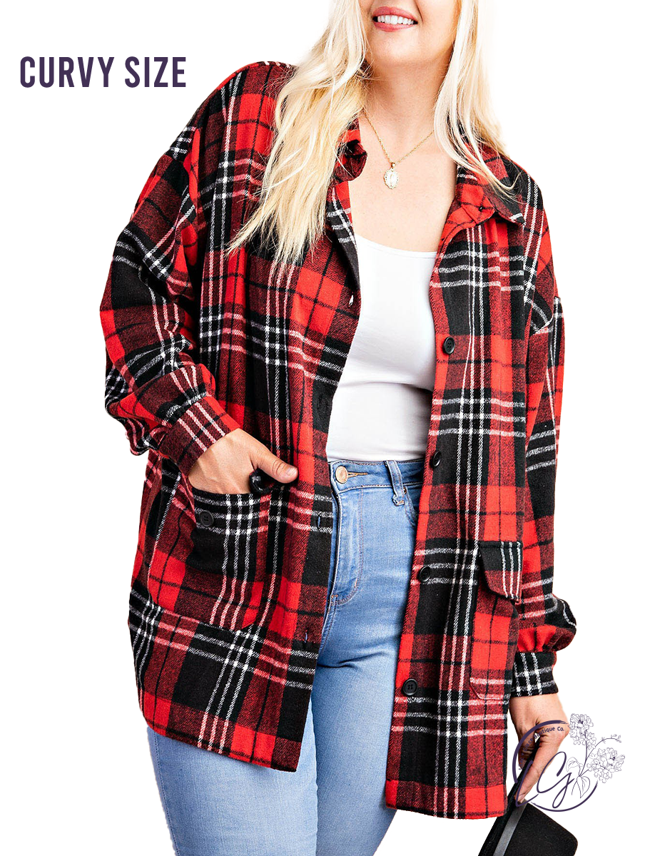 Curvy Fireside Talks Oversized Plaid Shacket